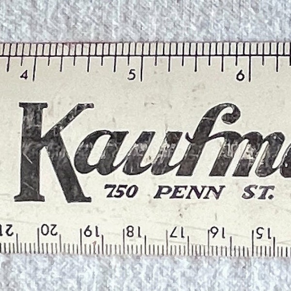 Vintage 2 inch wide. 12 inch metal ruler Kaufmanns  Furniture Reading PA