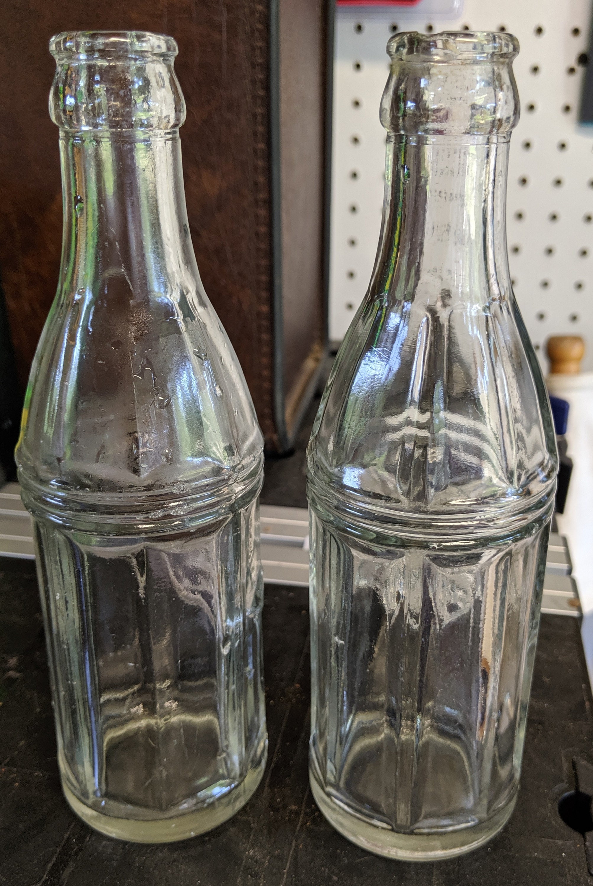 Vintage Squeeze 8 sided glass soda bottle pair( This price is for 2