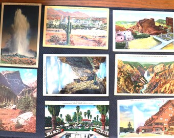 8 vintage postcards  featuring Yellowstone and Colorado from the 1940s used bb