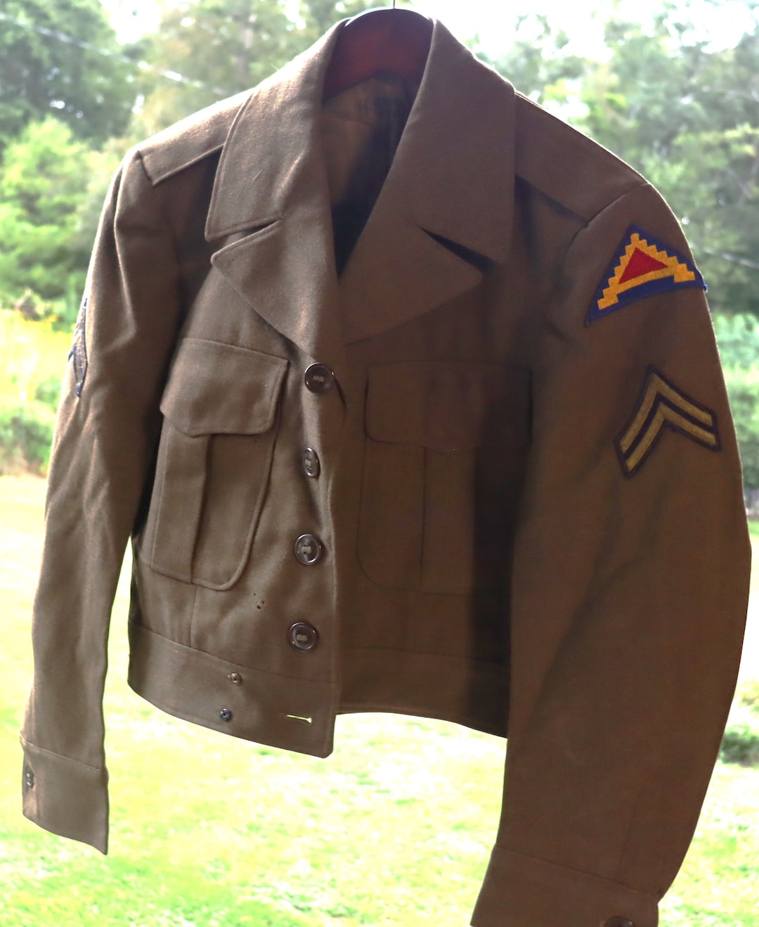 Vintage Eisenhower Army Jacket With Patches. 34 XS Cropped Etsy