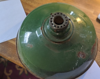 Vintage porcelain lamp shade (gas station style green)