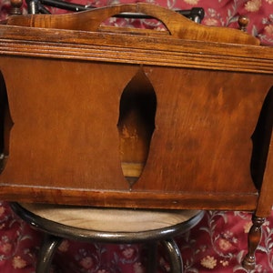 Vintage  wood hand made magazine rack 18 by 16 by 10 inches