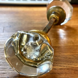 Vintage Glass and brass door knobs