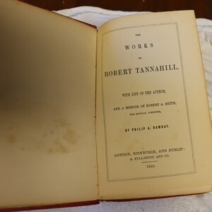1859 The Poetical works of Robert Tannahill Printed in Edinburgh