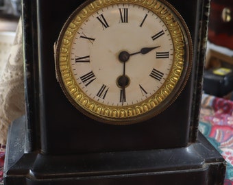 Vintage no name stone clock nonworking 8 by 9 inches