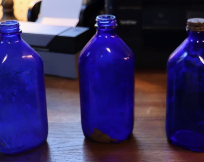 Vintage   3 Phillips cobalt blue bottles