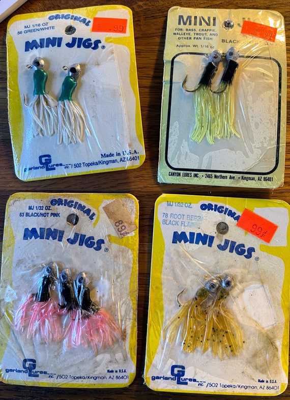 4 packs of vintage mini jigs by Garland lures