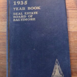 Vintage 1935 Real Estate Board of Baltimore year book planner Unused