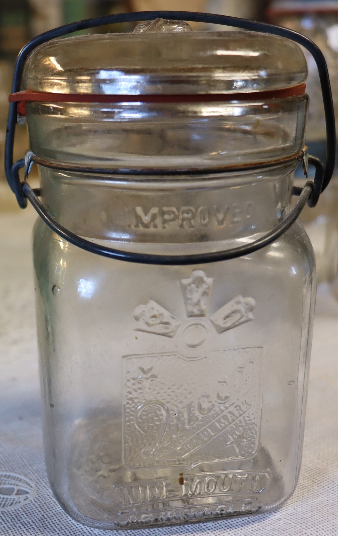 Vintage Queen Wide Mouth Canning Jar Feb 23, 1909 12 Smalley Kivlan and