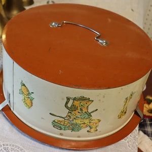 Vintage Decoware Cake Carrier Metal With Enamel Fruit Design - Etsy