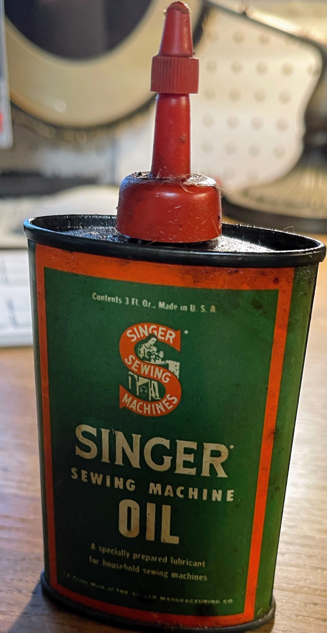 Vintage Singer Sewing Machine Oil Can Red Top Etsy