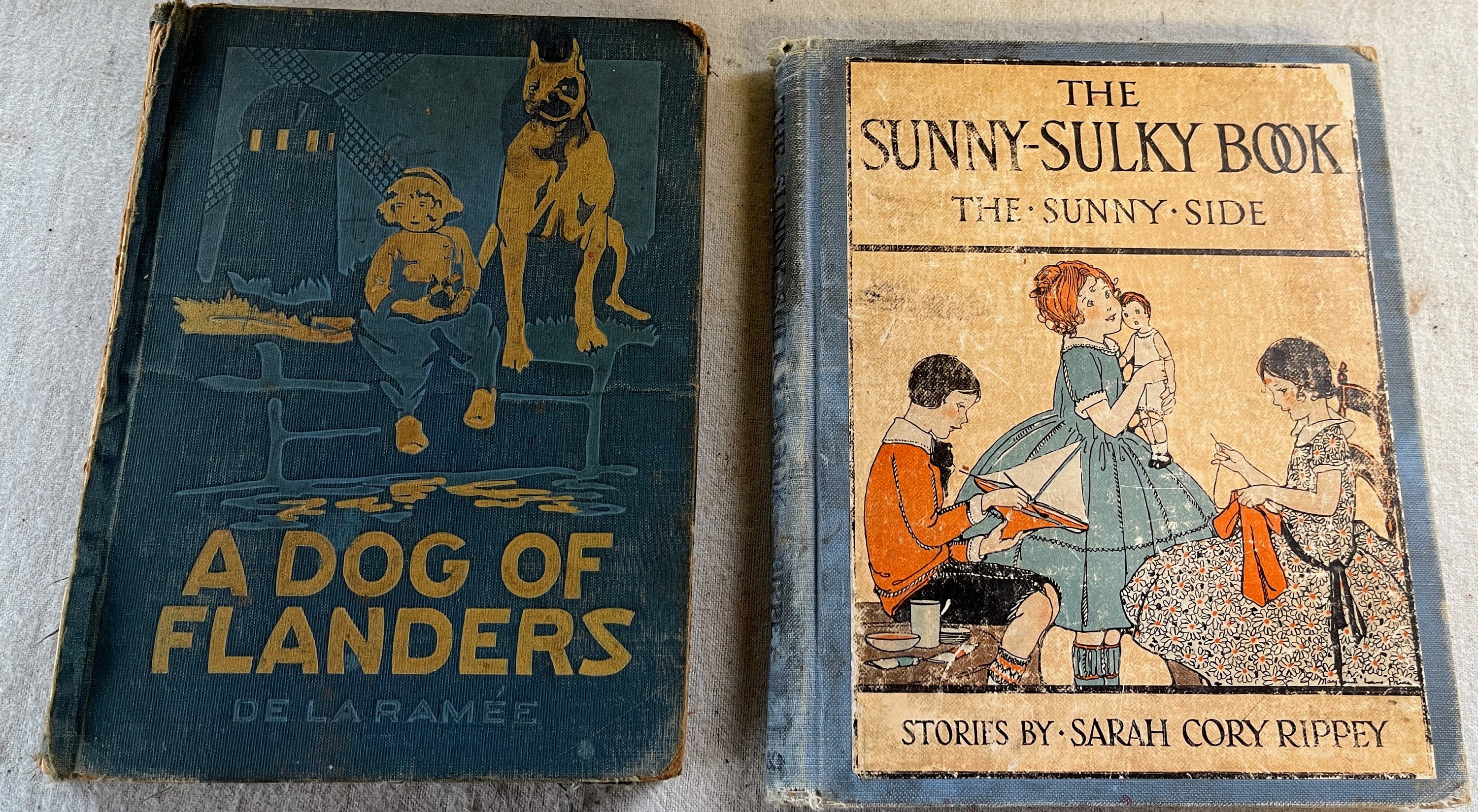 Vintage Children's Book Set: Dog of Flanders 1st Ed & Sunny-sulky