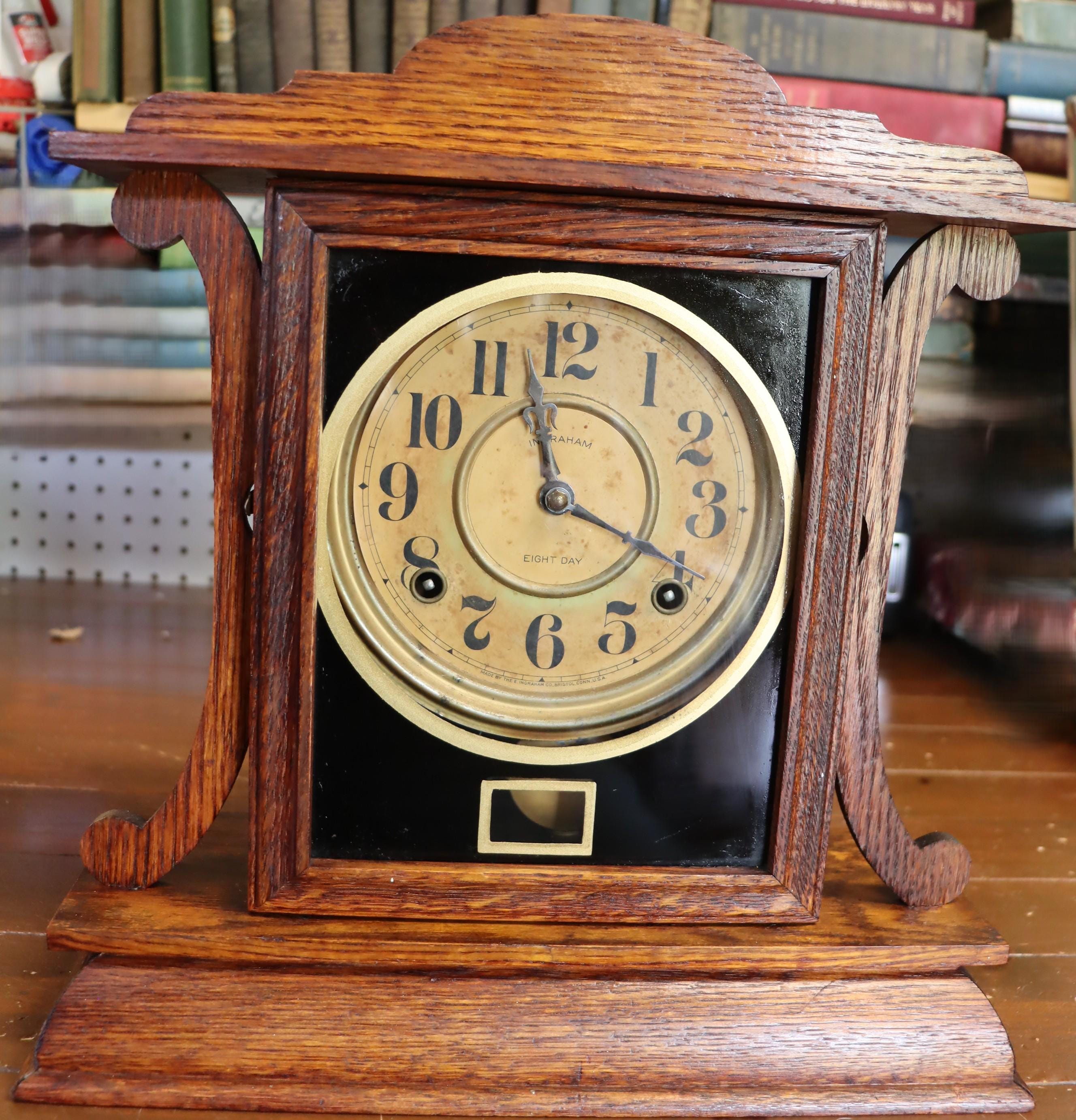 ✨【ヴィンテージスタイル】✨ Ｅ，I NGRAHAM八角柱時計（ジャンク）✨ Antique 1897 E. Ingraham Clock Co GINGERBREAD KITCHEN MANTEL CLOCK