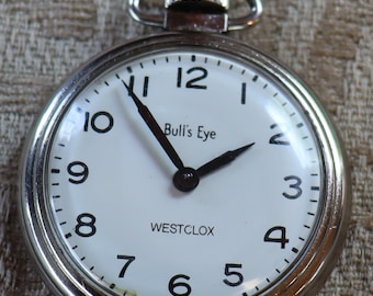 Vintage Westclox Bull s Eye Pocket Watch Not Working. 2 Inch Round Etsy