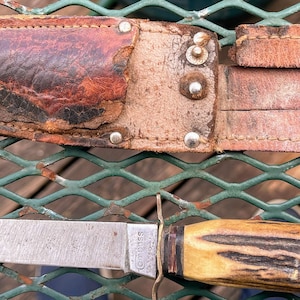 Vintage  hunting knife COMPASS 848 SOLINGEN GERMAN 8 7/8&quot; stag knive with sheath