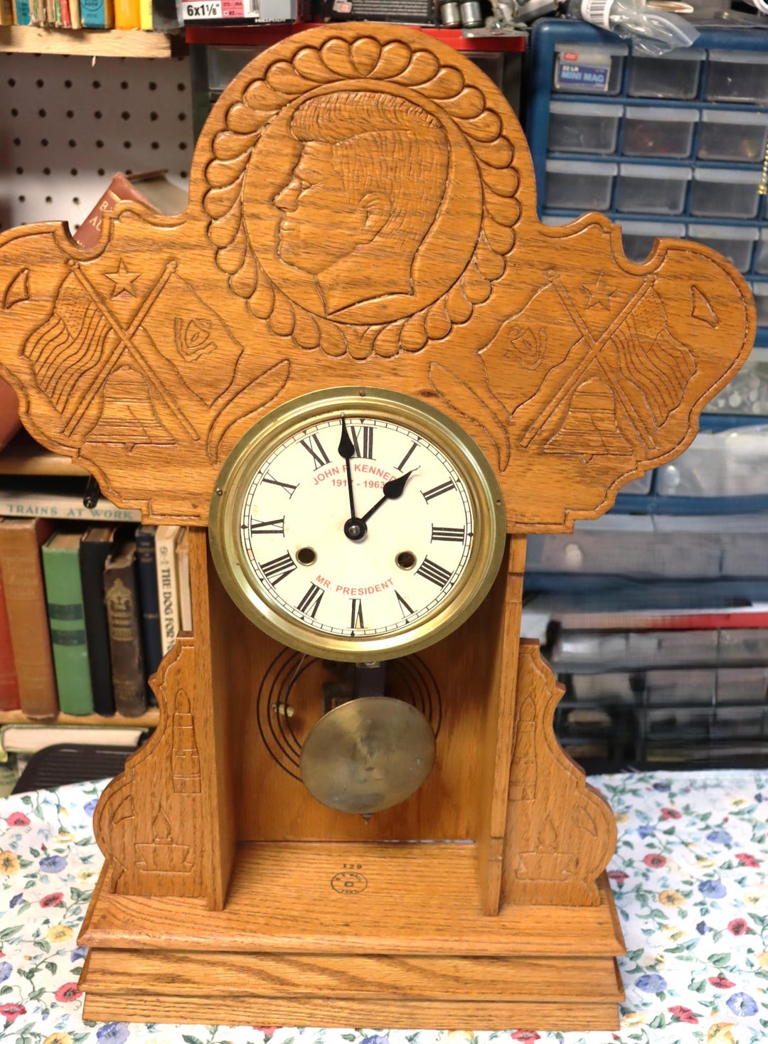 Hand Made John F Kennedy Oak Gingerbread Clock 24 by 17 Inches - Etsy