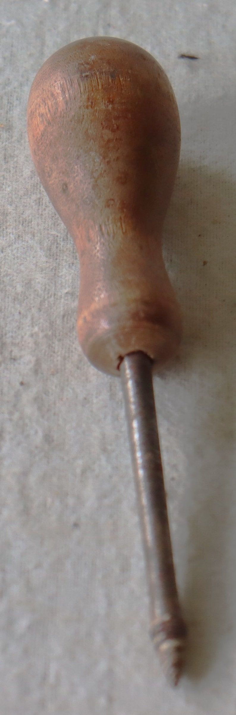 Vintage Threaded Hole Punch Wood Handle Etsy