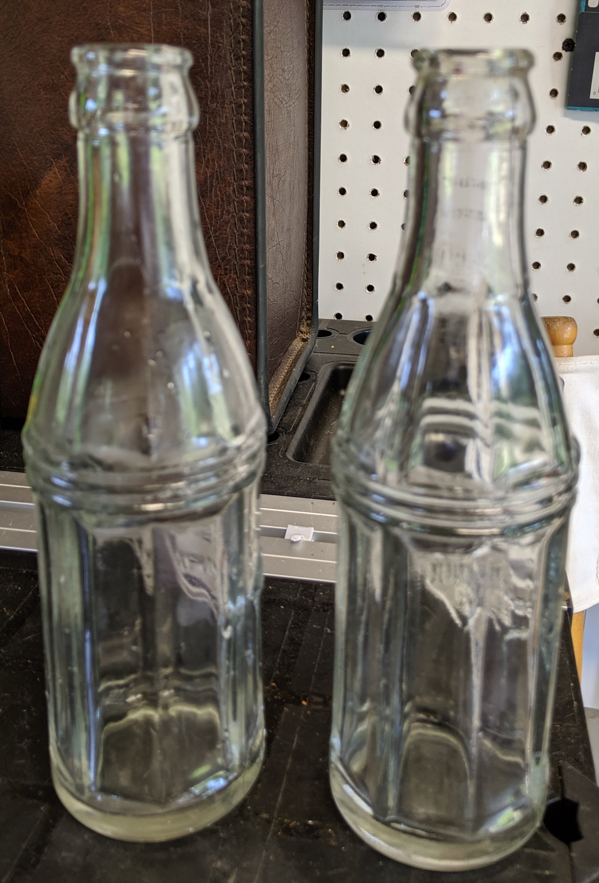 Vintage Squeeze 8 sided glass soda bottle pair( This price is for 2