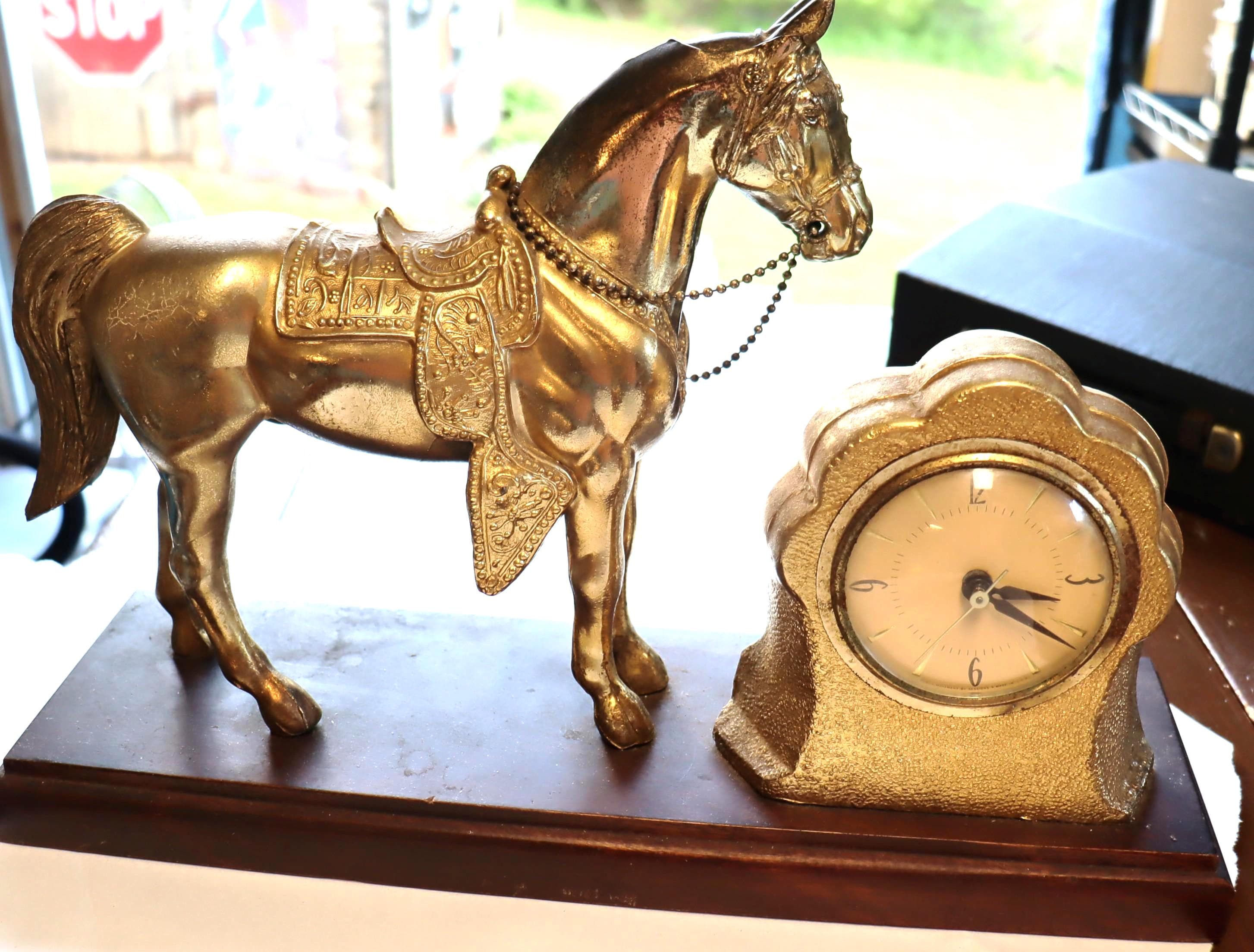 Vintage Sessions Clock and Brass Horse Mantle Clock - Etsy