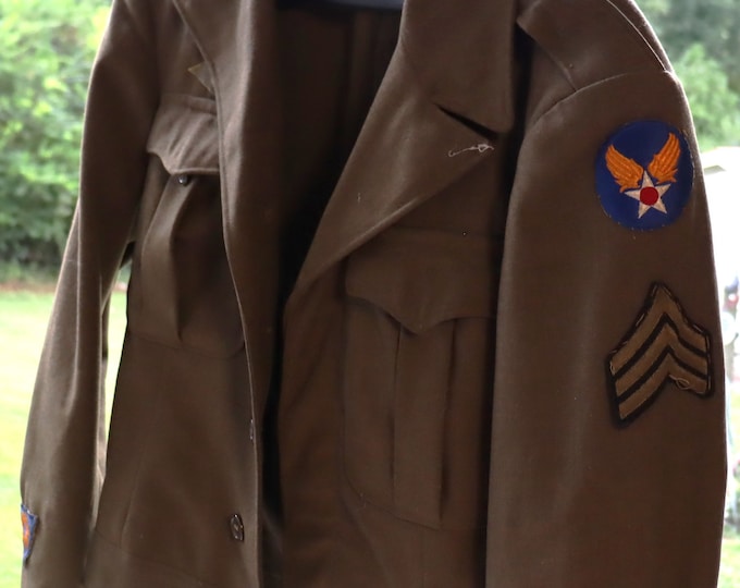 Vintage Eisenhower Army Jacket With Pin and Patches. 36R Cropped Etsy