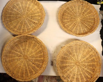 Set of 4  nine and half inch wicker plate holder