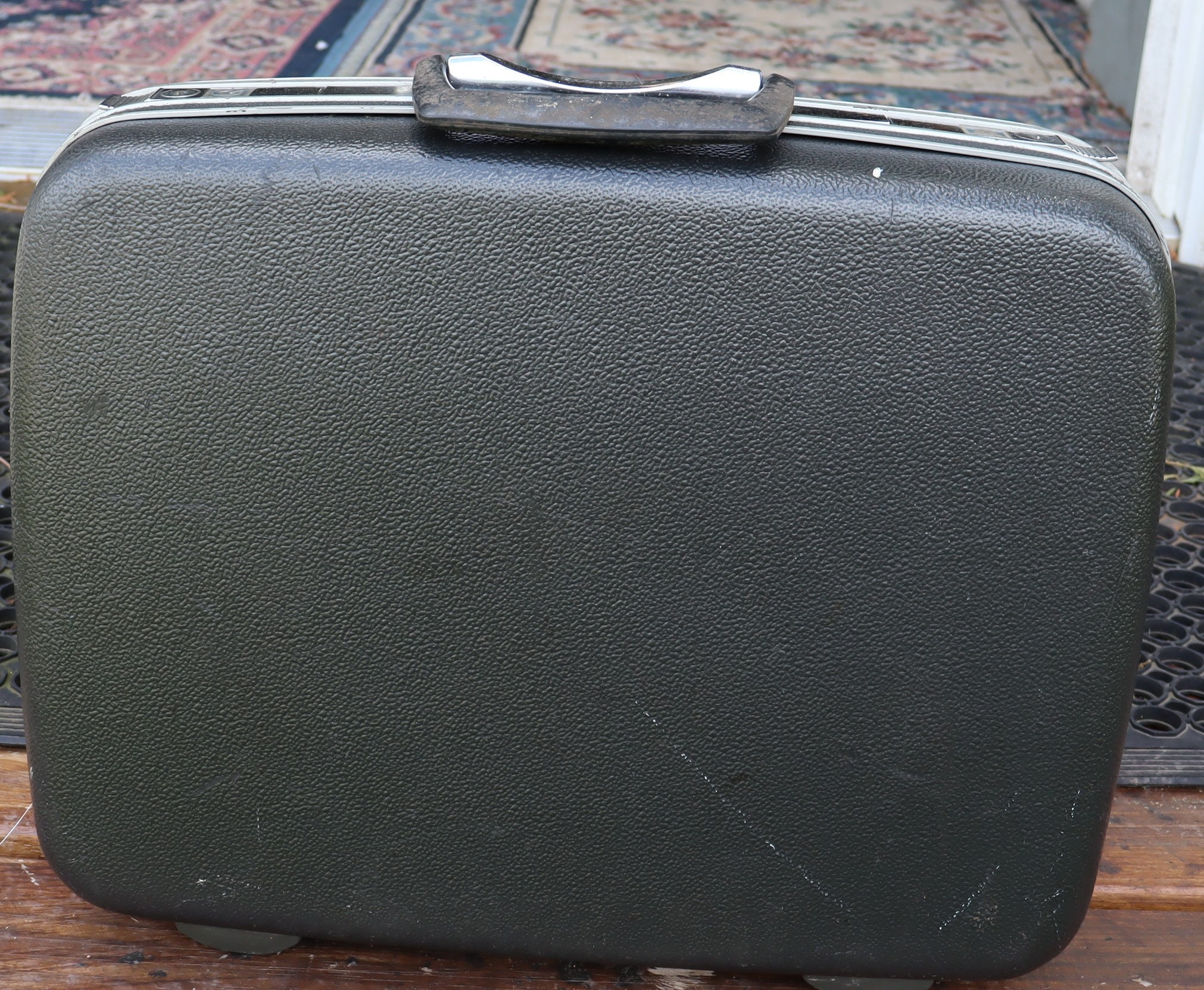 Medium Grey Monogram Coated Canvas Leather Frame Hard Sided Suitcase