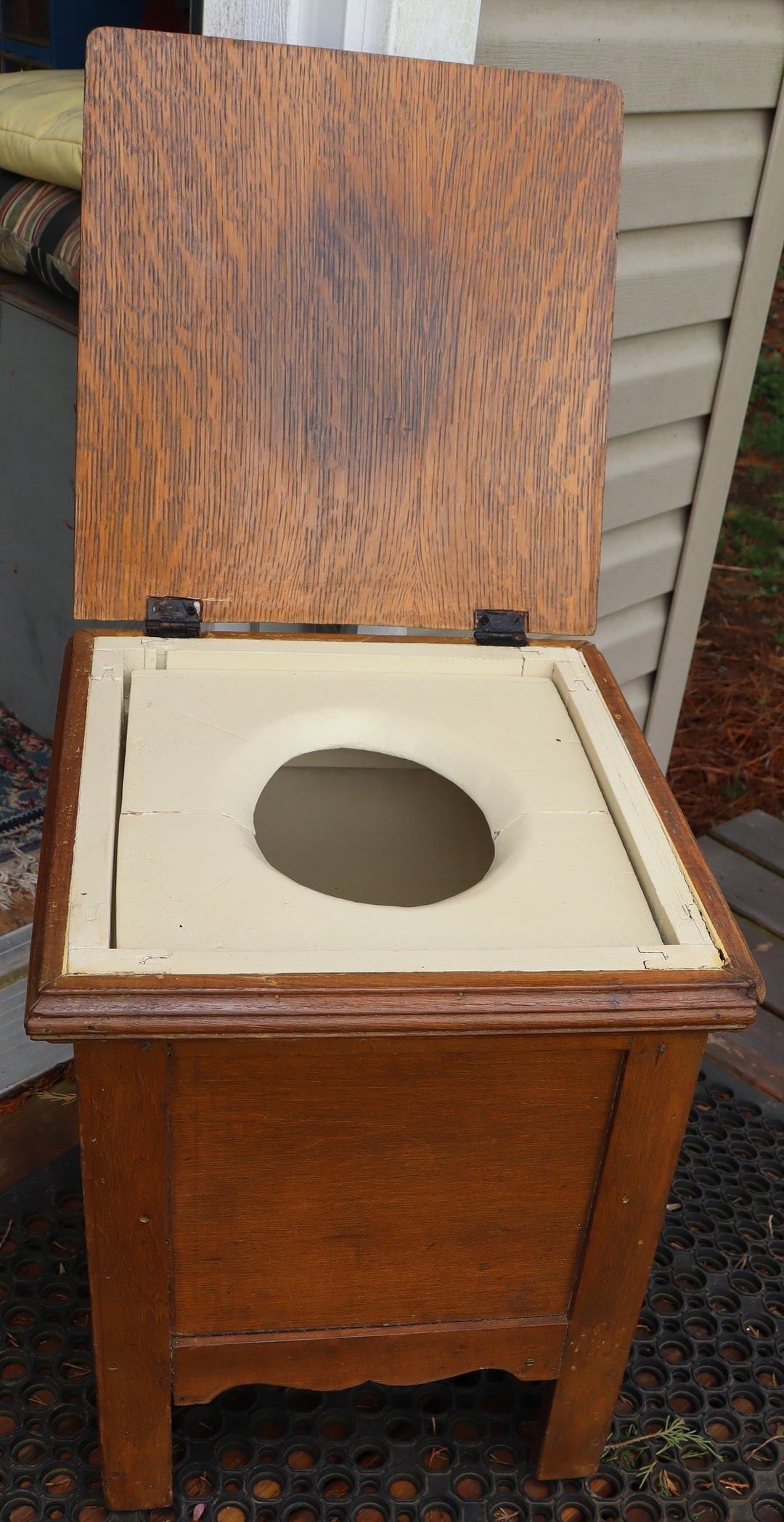 Vintage Wood Potty With Lid Just Add Your on Pot. 20 by 16 by 16 Inches