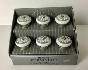 Set di 6 pomelli in ceramica per cassetti