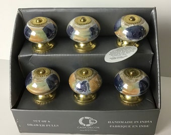 Set di 6 pomelli in ceramica per cassetti