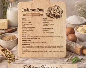 Cardamom Buns Recipe Laser Engraved Board