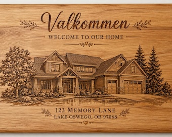 Personalized Home Portrait | Custom House Engraving |  Home Gift | Unique Housewarming Keepsake | Family Heirloom