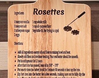 Rosettes Traditional Recipe - Laser Engraved Cutting Board