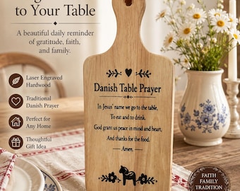 Traditional Danish Table Prayer Laser Engraved Board