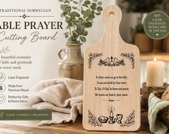 Traditional Norwegian Table Prayer Laser Engraved Board