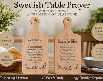 Swedish Table Prayer in Swedish and English Laser engraved Board