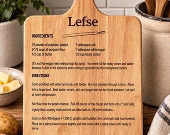 Lefse Recipe - laser, engraved cutting board