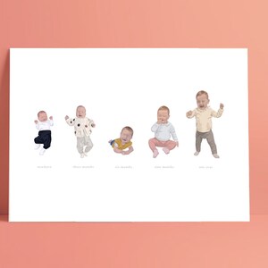 Babys First Year Portrait Illustration Commission - Maßgeschneiderte Porträts Ihrer Kleinen während ihres ersten Lebensjahres. Digitale Zeichnung