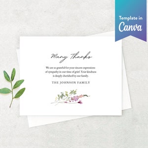 Lavande | Merci modifiable | Merci funéraire | Mémorial | Plat horizontal | MODÈLE CANVA | Fleurs sauvages