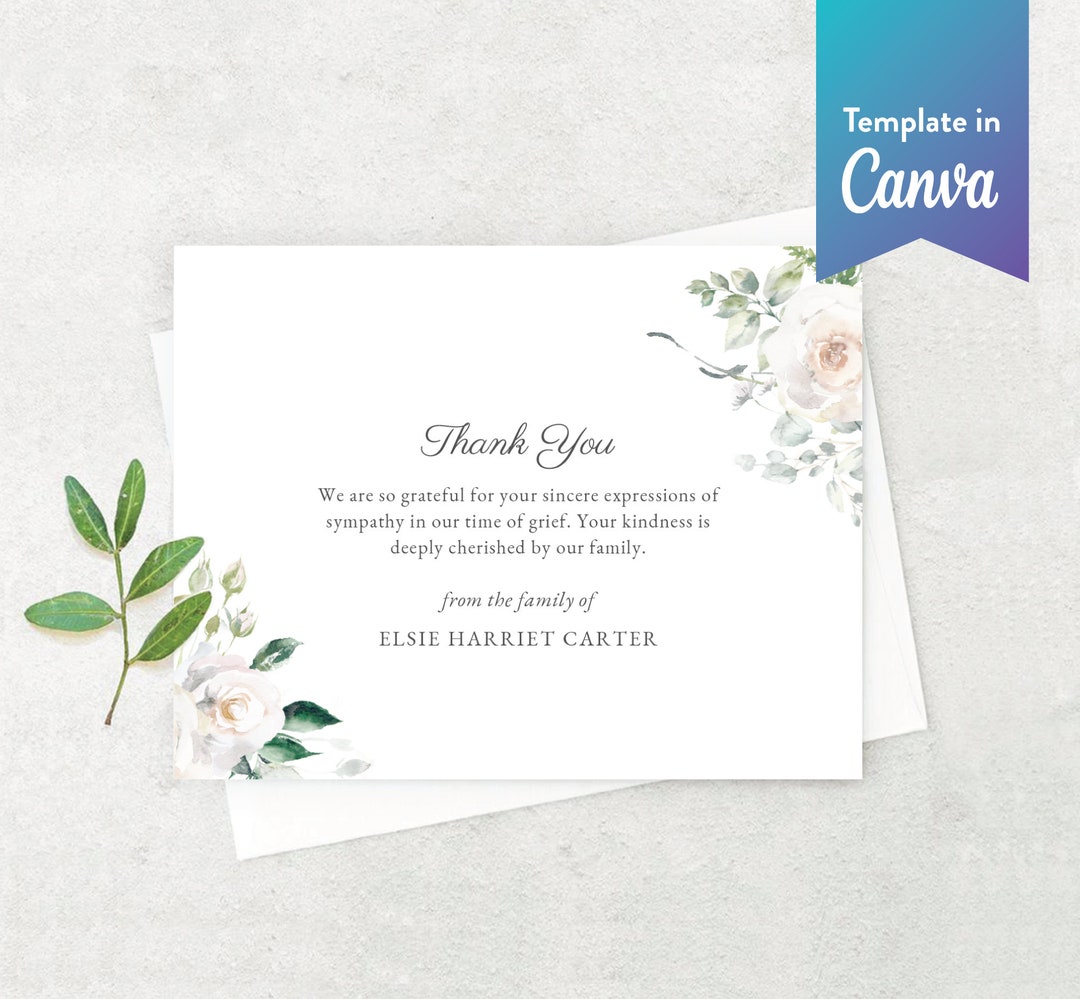 Editable Thank You Religious Funeral Thank You Memorial Flat Horizontal