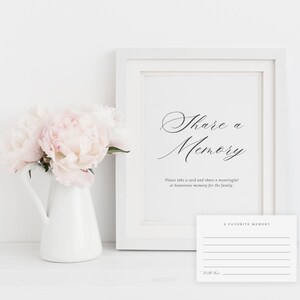 Elegante juego de letreros y tarjetas &quot;Comparte un recuerdo&quot;: (Descarga digital, 8x10, 4x6) / Elegancia clásica