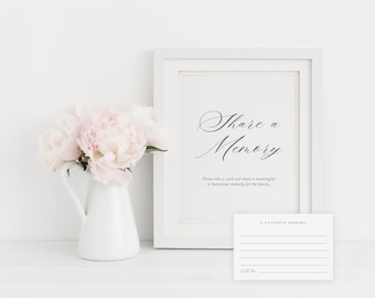 Elegant Share a Memory Sign and Card Set: (Digital Download, 8x10, 4x6) | Classic Elegance