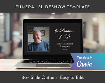 Classic Funeral Canva Video Slideshow Template for Memorial Service, Celebration of Life