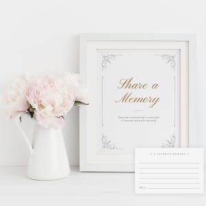 Elegant Share a Memory Sign and Card Set: (Digital Download, 8x10, 4x6) | Ornate Frame