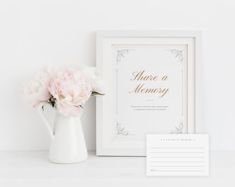Elegant Share a Memory Sign and Card Set: (Digital Download, 8x10, 4x6) | Ornate Frame