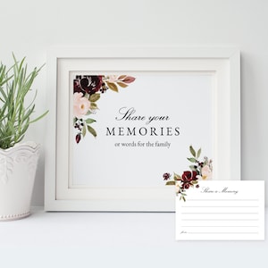 Partager un signe funéraire souvenir et correspondant Partager une carte mémoire | Modèles imprimables | Fleurs roses