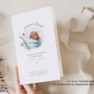 Infant Loss Funeral Template Bundle (Canva Digital Download) | Blue Wildflower image 3