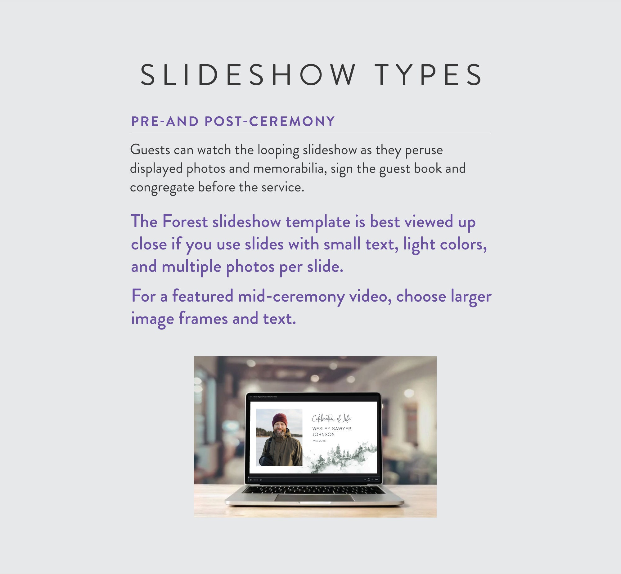 Forest Funeral Slideshow Template: Celebration of Life (canva) - Etsy