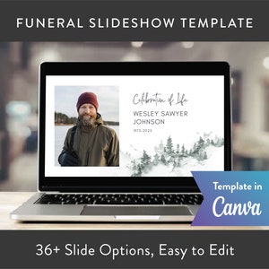 Forest Funeral Canva Video Slideshow Template for Memorial Service, Celebration of Life