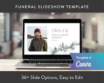 Plantilla de presentación de diapositivas para funerales en el bosque: Celebración de la vida (Canva)