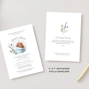 Infant Loss Funeral Template Bundle (Canva Digital Download) | Blue Wildflower image 2